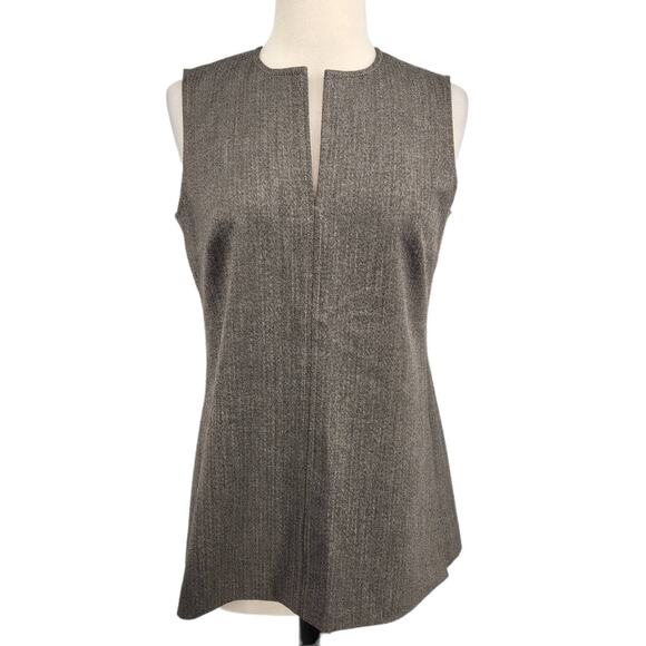 W by Worth Herringbone Micro Stripe Sleeveless Top Brown - Picture 1 of 6